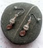 Ivory Miracle Bead Dangle Earrings - Silver Wire Wrapped Spiral Drop Earrings
