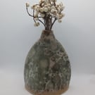 VASE hand-built small stoneware pottery medium vase in sea green