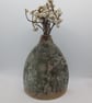 VASE hand-built small stoneware pottery medium vase in sea green