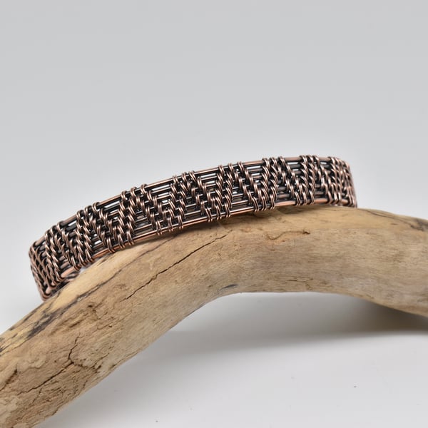 Wire Woven Copper Cuff Style Unisex Bracelet