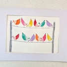 Bright Birds Dawn Chorus watercolour original artwork. Size A4 