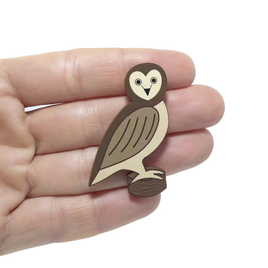Owl Pin Badge, Owl Brooch, Bird Badge, Tawny Owl, Barn Owl, Woodland Pin