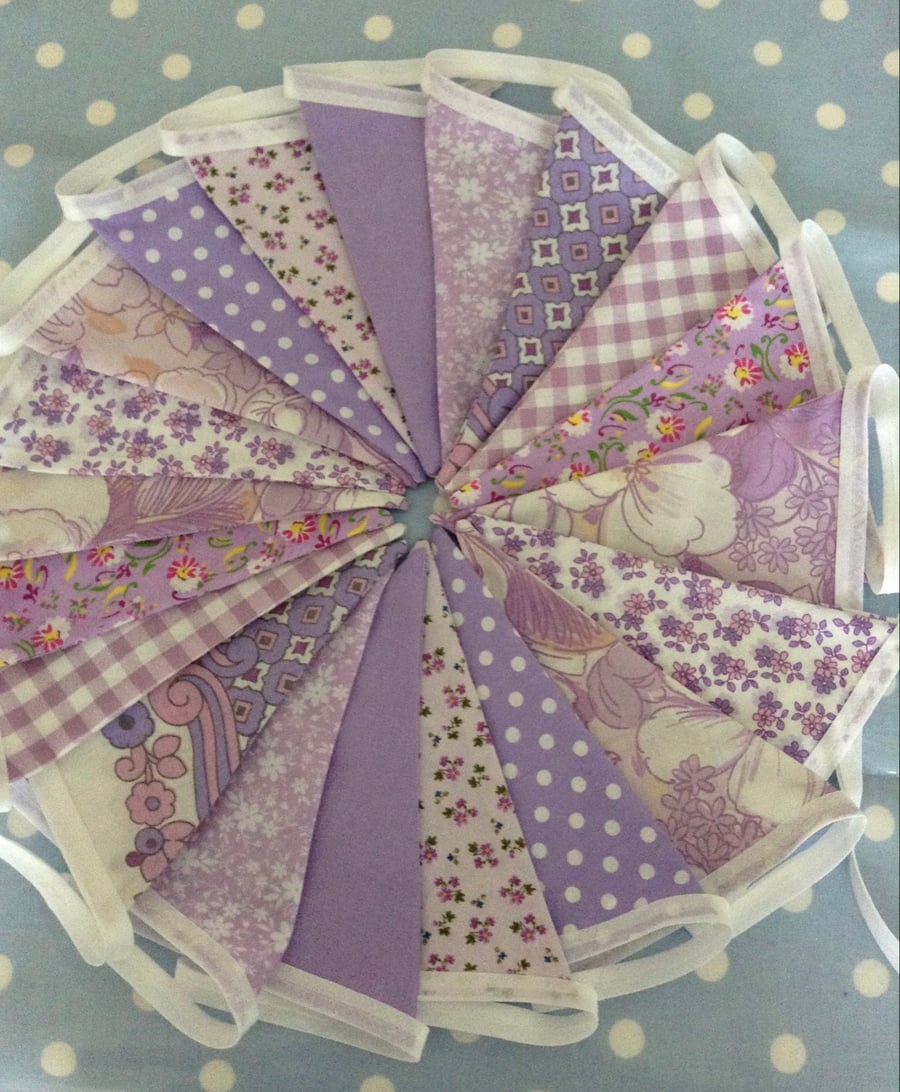 Shades of purple cotton fabric bunting wedding,party flags