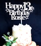 Happy Birthday Cake Topper, Custom Name and Age Cake Topper, 13th Cake Topper - Image 2