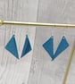 Aluminium Geometric Triangular Drop Earrings - Blue Metal Paint - 925 Ear wires - Image 5