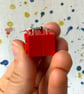 Upcycled Red 2x2 Lego Earrings - Silver Plate Tarnished - Super Seconds - Image 5