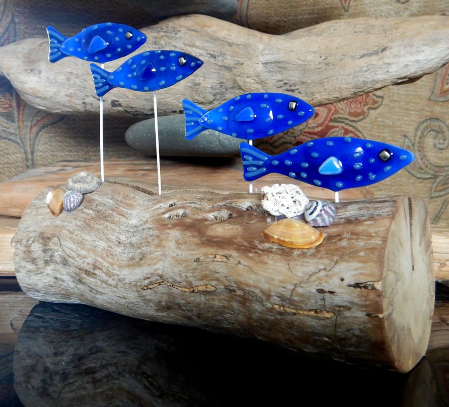 Handmade Fused Glass 'Fishes' Ornament-Suncatcher.