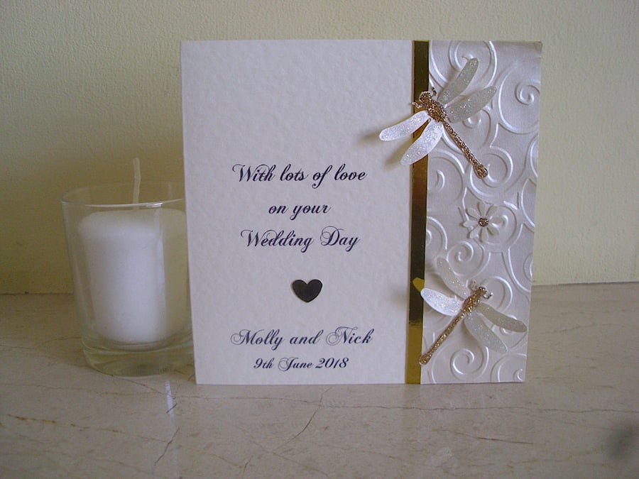  Sparkly Dragonflies Wedding Congratulations Card - Personalised - Anniversary