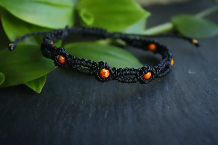 Bracelet with jellow sediment jasper ,macrame boho bracelet