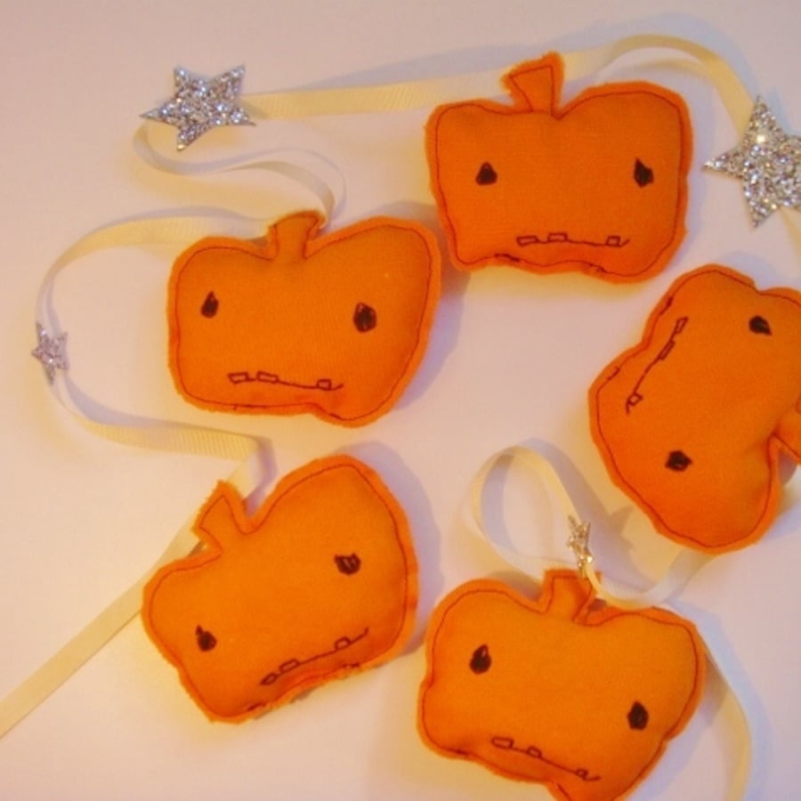 Halloween Garland Handmade orange pumpkins