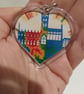 Colourful Gloucester Cathedral Graffiti art heart shaped photography keyring 