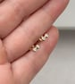 Handmade 9ct yellow gold tiny double nugget diamond stud earrings - Image 3