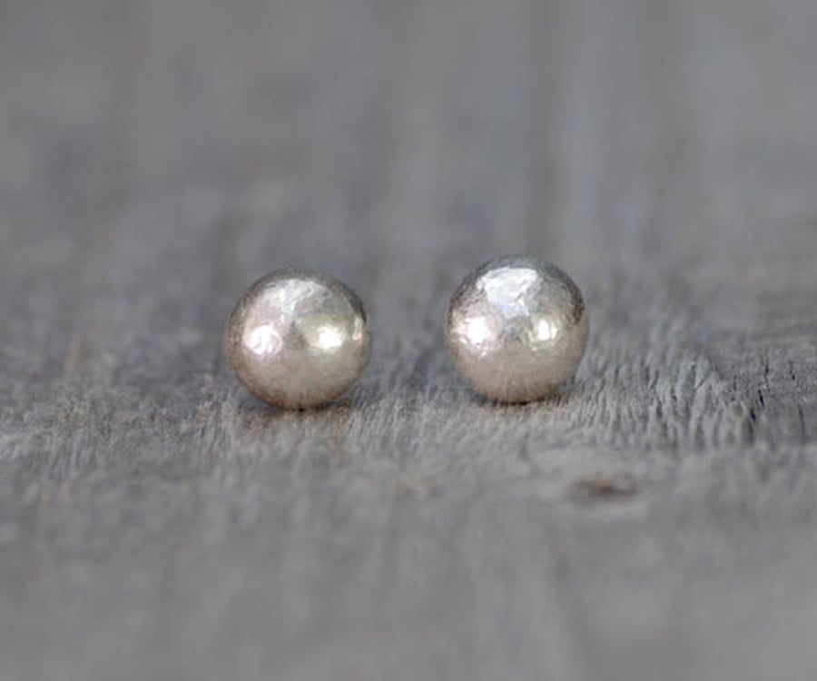 Eco Pebble Earring Studs In Recycled Sterling Silver