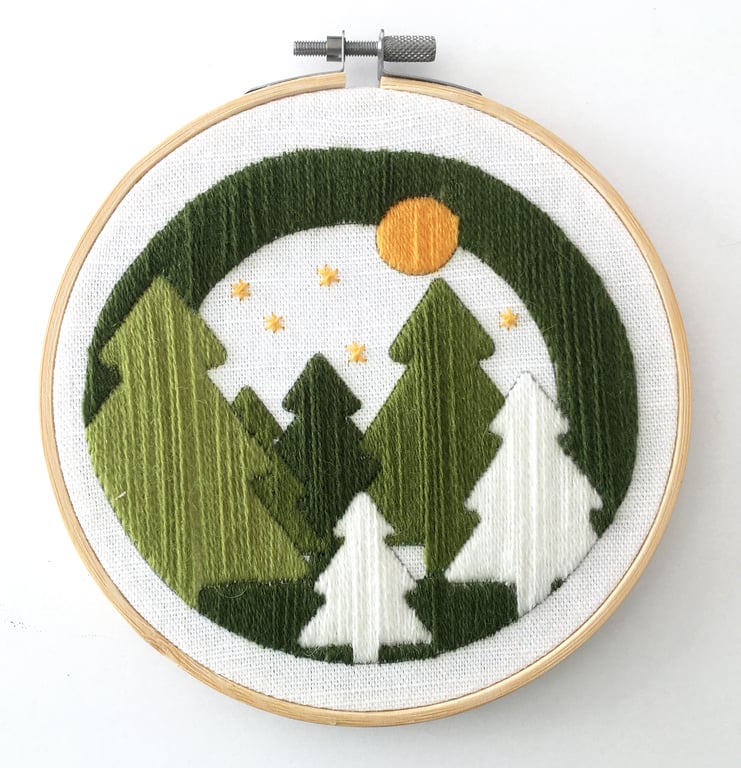 Tapestry Kit - Christmas Trees Wool Embroidery Kit, Long Stitch Kit