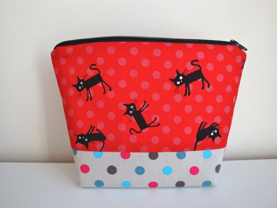 Cotton Wash bag Toiletries bag cats Folksy