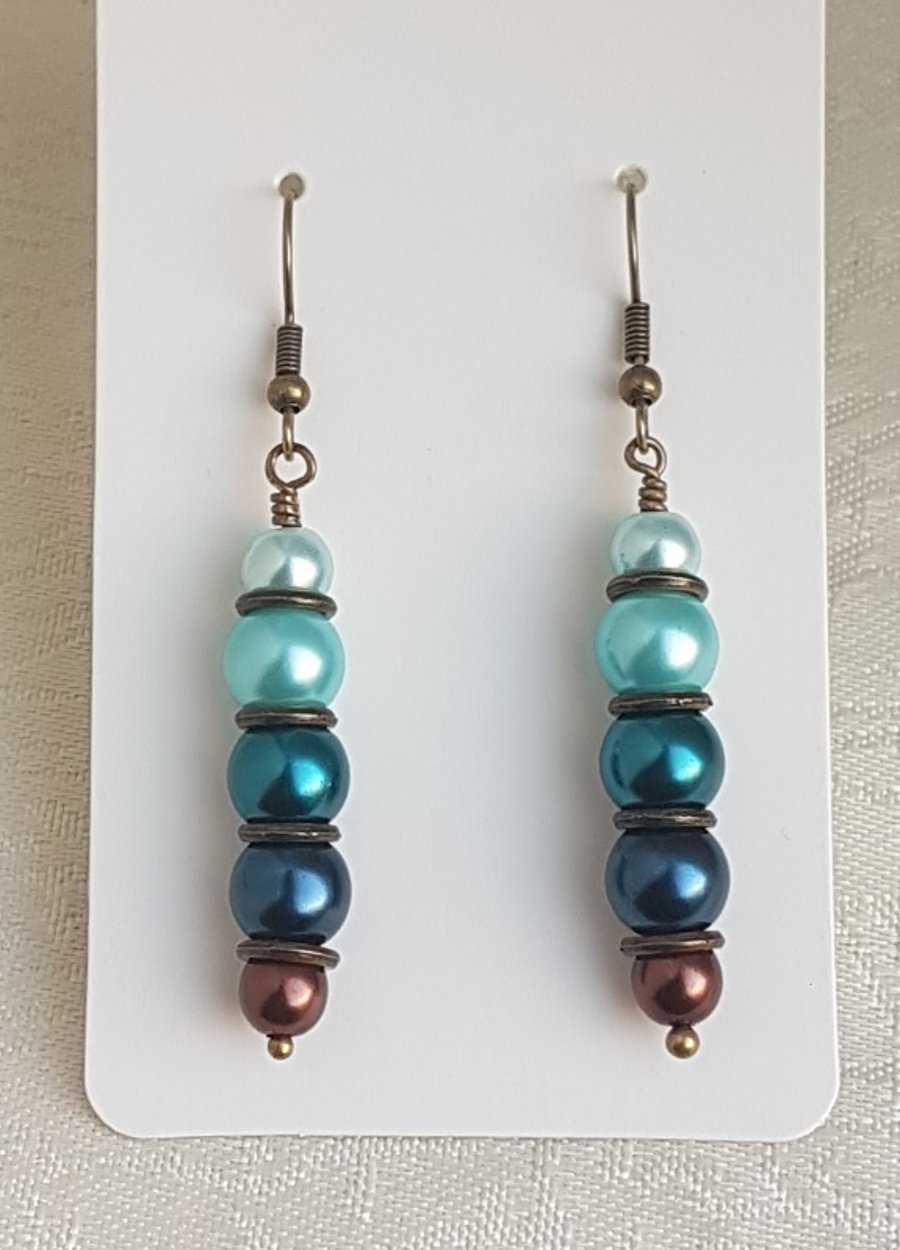 SALE - Gorgeous Peacock Green Earrings - Dark tones - Design 2