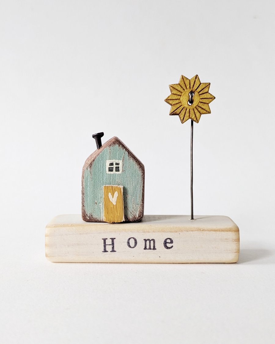 Little Wooden Painted House and Base in a Bag