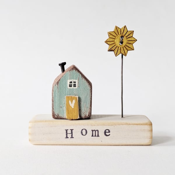 Little Wooden Painted House and Base in a Bag