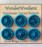Dorset Buttons, Handmade, Electric Blue, Cotton Thread on Brass Rings, 2cm