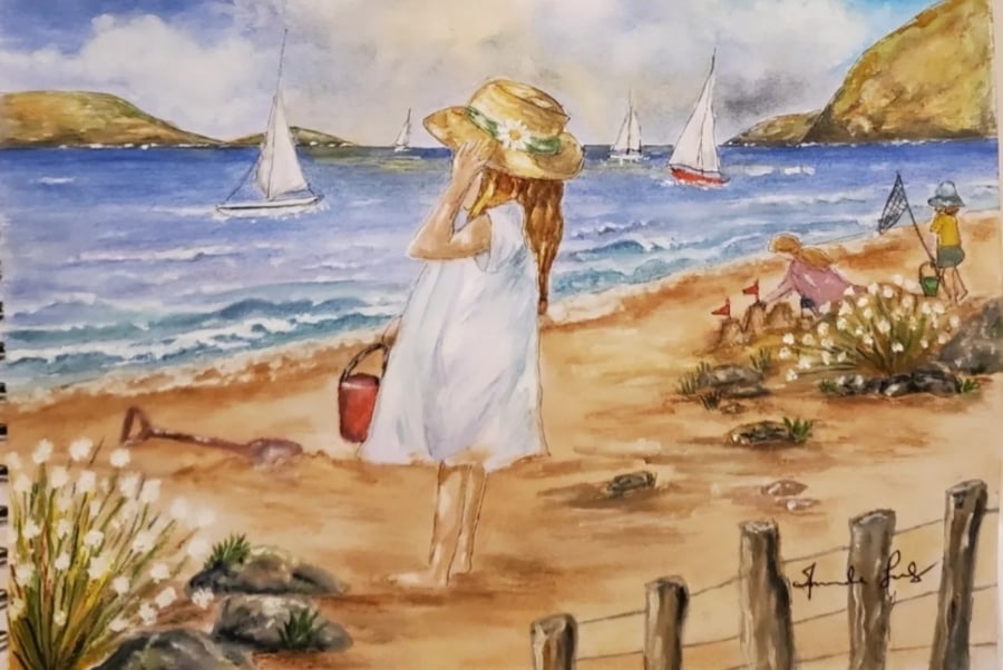 Childhood Memories- Nostalgic Seaside Print A4 300gsm