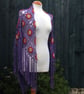 Crochet triangular shawl in sparkly gold, cerise & purple - design LF433 - Image 5