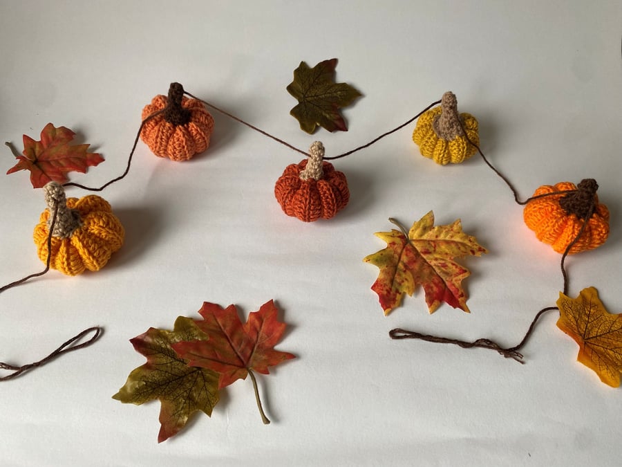Crochet Pumpkin Garland Halloween Autumn Home Decor