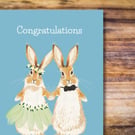 Wedding card congratulations wedding day cute Hare Blank Card