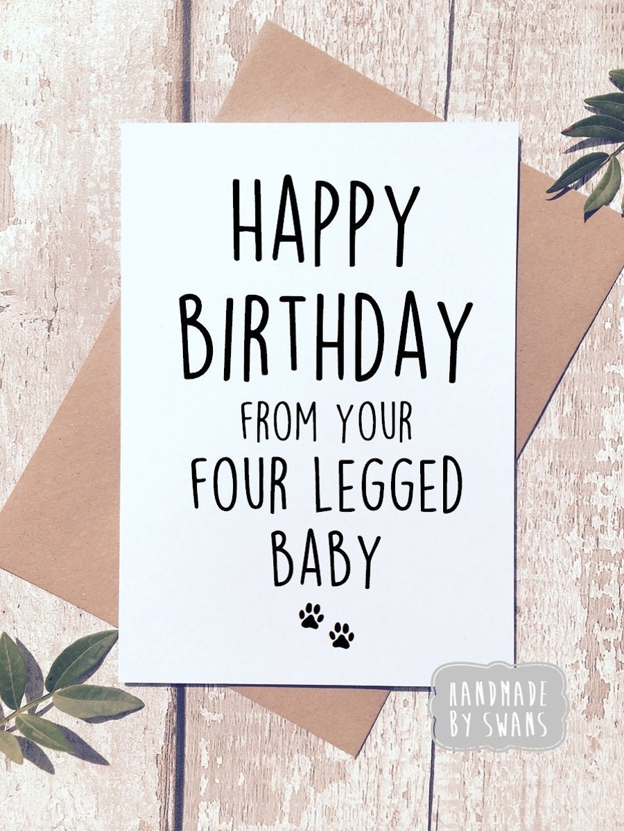 Birthday card from pets, funny card from the dog, from the cat, pet lovers, dog 