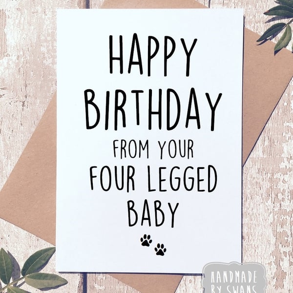 Birthday card from pets, funny card from the dog, from the cat, pet lovers, dog 