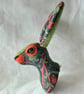 Faux hare head wall mount in William Morris fabric - Image 4