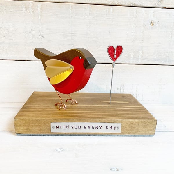 Wooden Robin Redbreast Gift With you Every Day Ornament