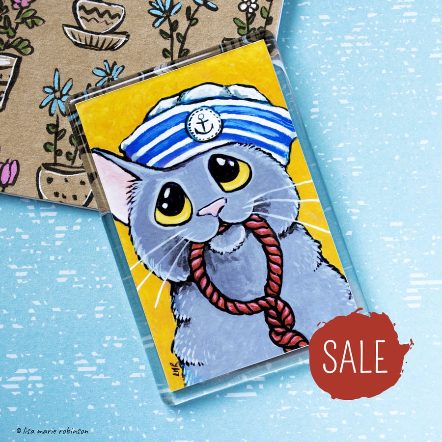 SALE - Little Sailor Cat Fridge Magnet