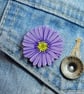 Purple Aster Brooch, Handmade September Birth Flower Pin, Birthday Gift - Image 3