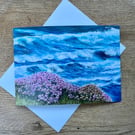 Thrift on the Cliffs - Cornish coast card