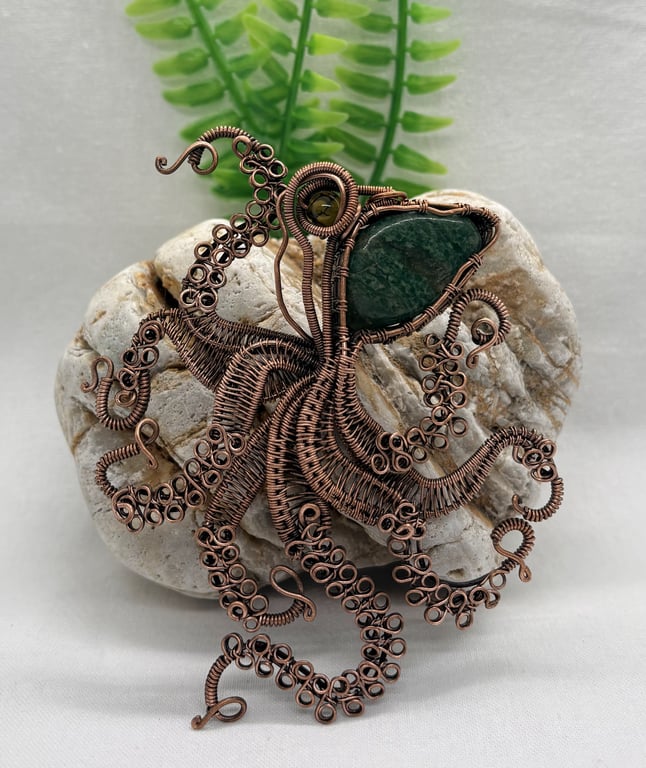 The Kracken - an antique copper & gemstone statement piece