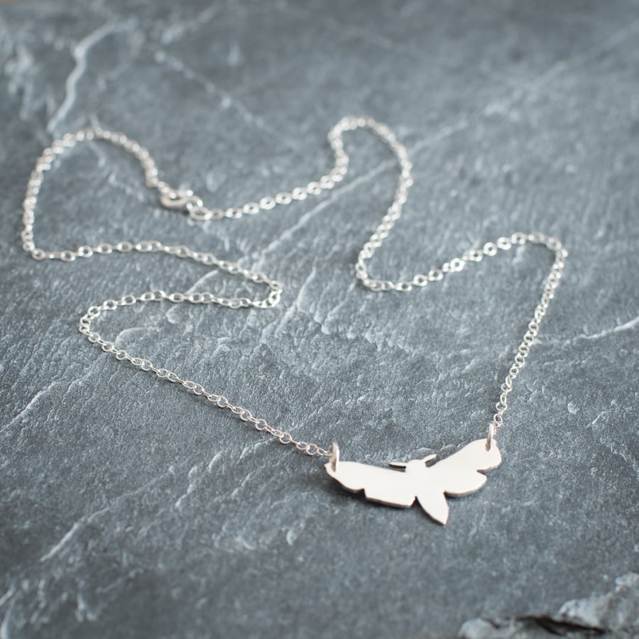 Hand Sawn Sterling Silver Moth Necklace