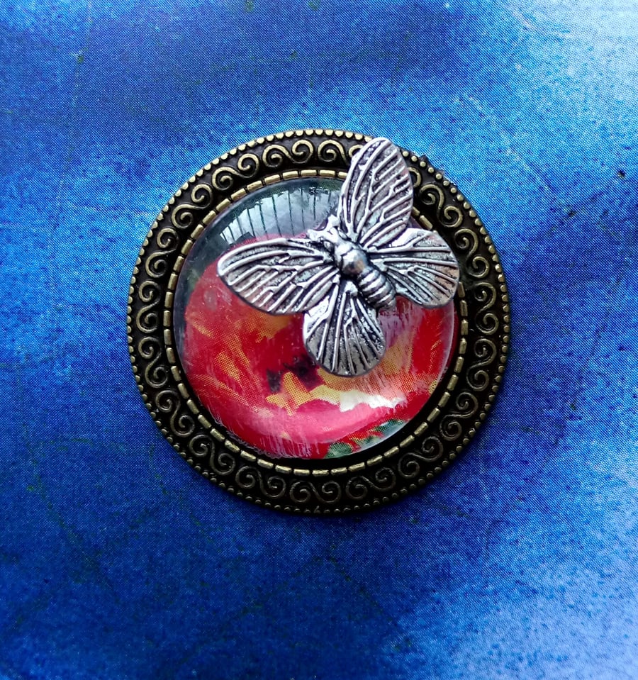 Vintage Style Embellished Flower Brooch