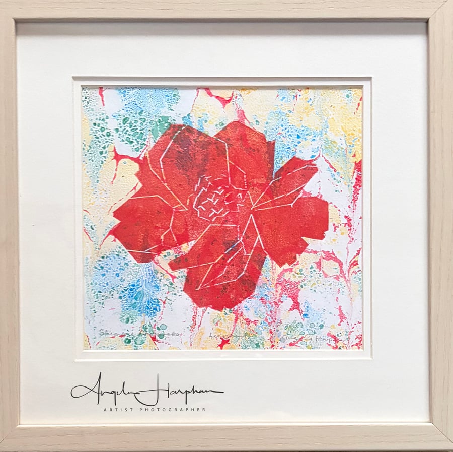 Lino Print Unique Design - Japanese Tree  Peony