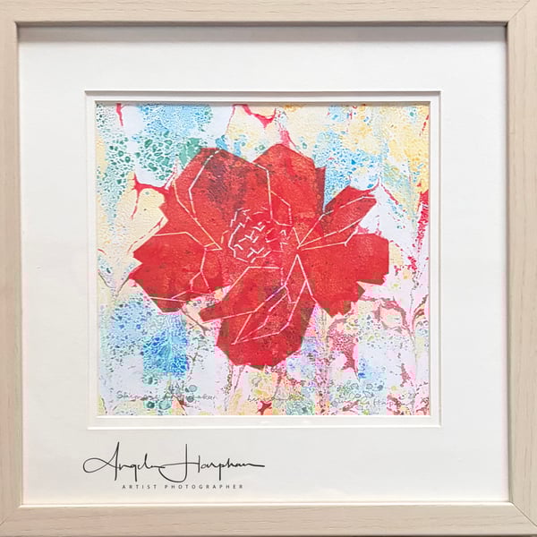 Lino Print Unique Design - Japanese Tree  Peony