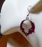 Red and Silver Bat Earrings with Silver Plated Ear Wires - Image 3