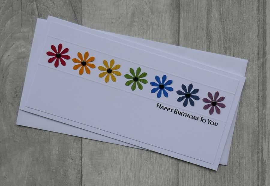 Rainbow Daisies Birthday Card