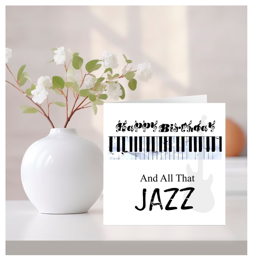 Happy Father's Day Card – Jazz Piano Design – Music Lover Dad Card – Handmade St