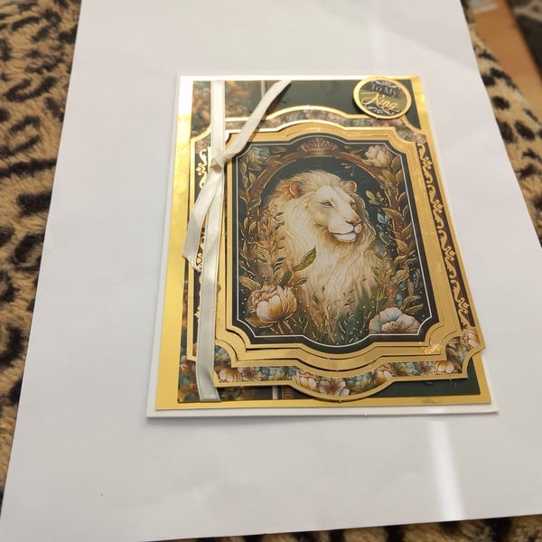 Lion birthday card widlife enchanted forest greetings