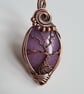 Purple Tree of Life Copper & Gypsum Spar Crystal Necklace Pendant Gift Jewellery