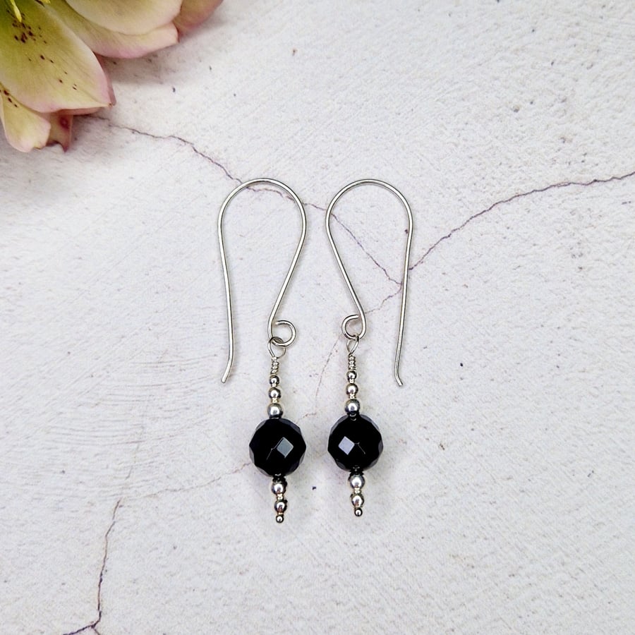Black Onyx Faceted Bead Earrings