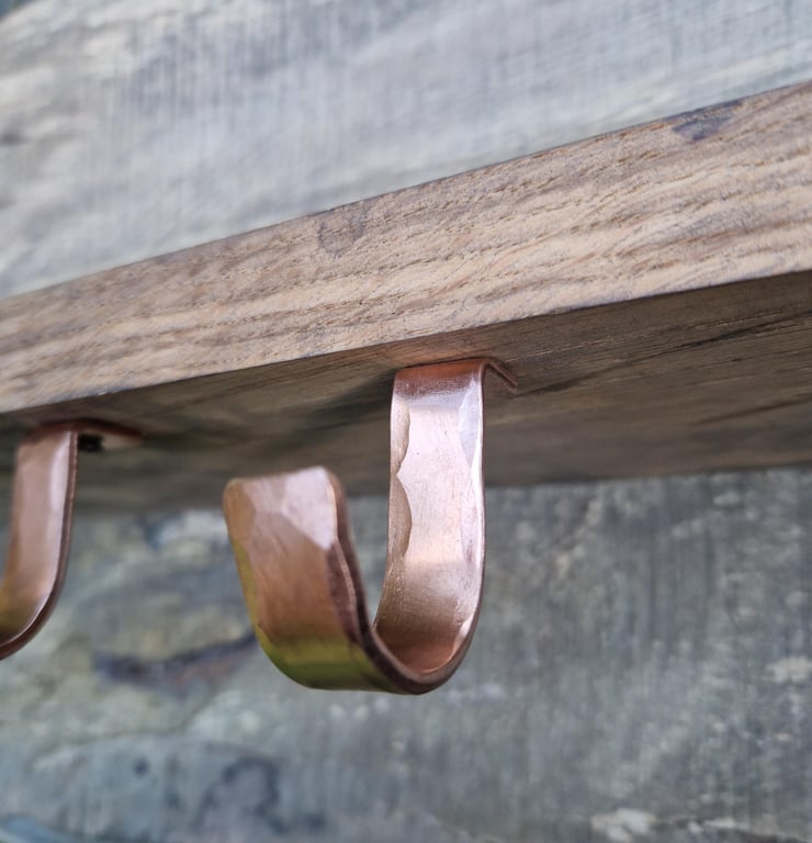 Shallow Undercounter Copper Hook Forged Kitchen Undershelf Mug Cup Holder