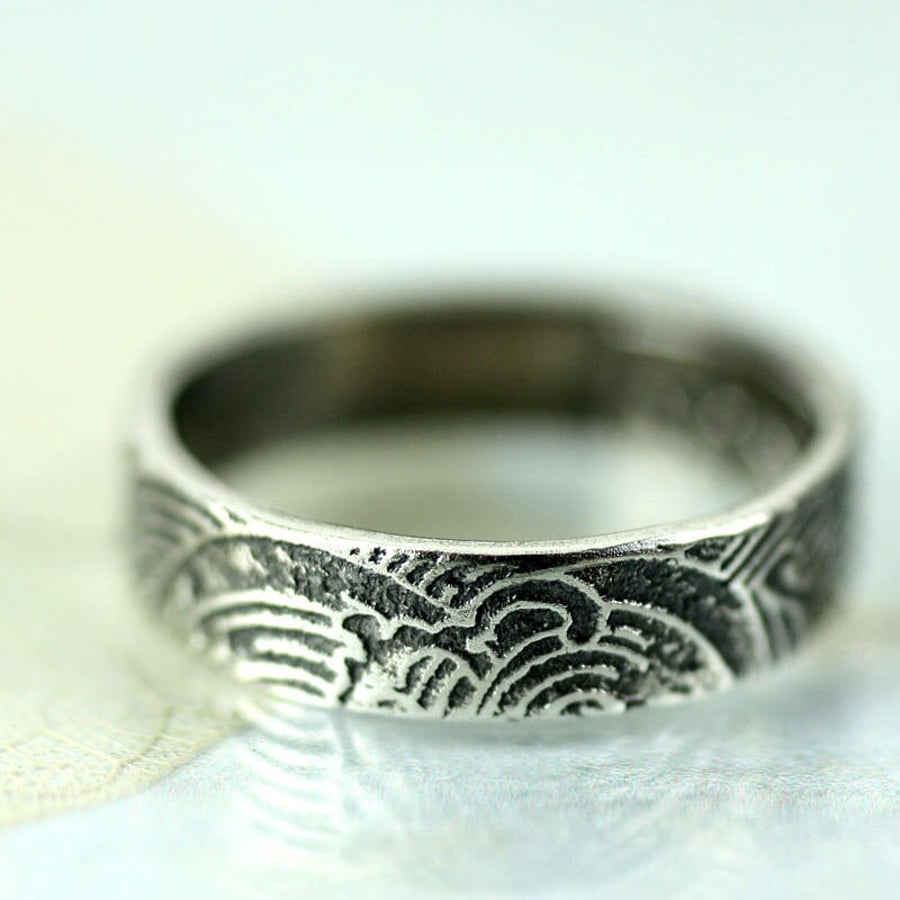 Ocean Wave Ring Silver Mermaid Band Beach Find Surfer Sea Treasure