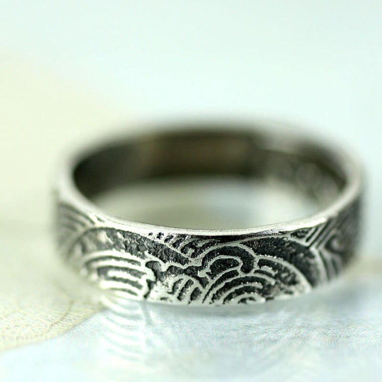 Ocean Wave Ring Silver Mermaid Band Beach Find Surfer Sea Treasure