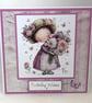 Girl with roses Birthday card