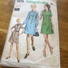 Vintage Simplicity Single and Double Breasted Dress Pattern 7879 - 1960's 